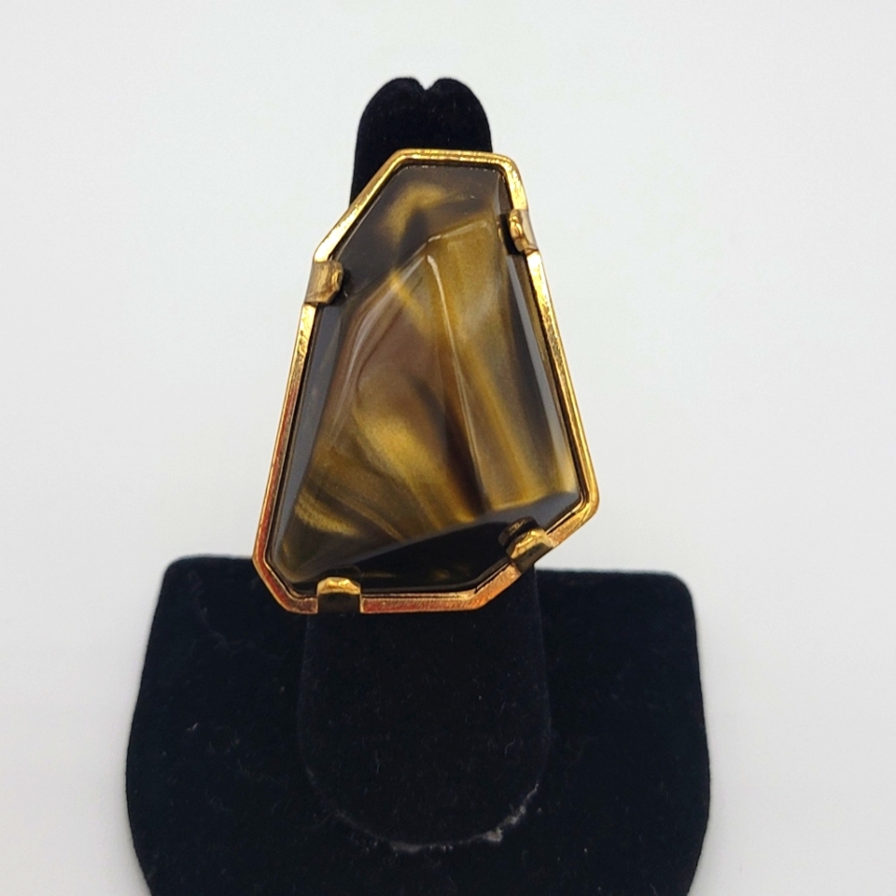 Vita Fede Two Tone Shimmery Green Reisen on Gold-Tone Rings NEW